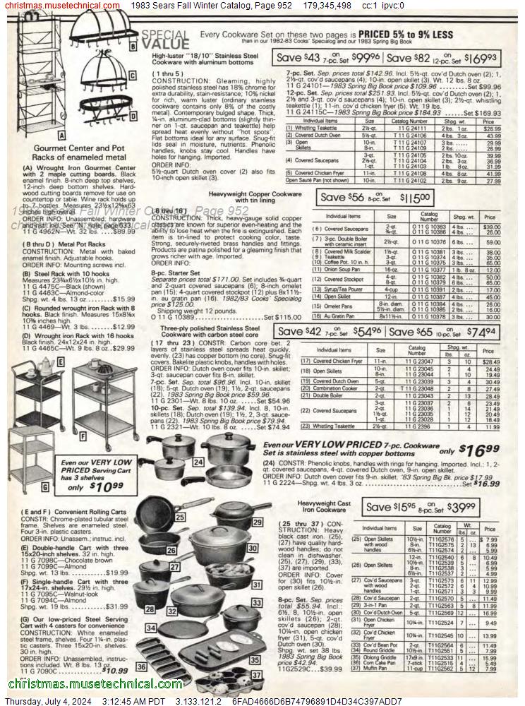 1983 Sears Fall Winter Catalog, Page 952