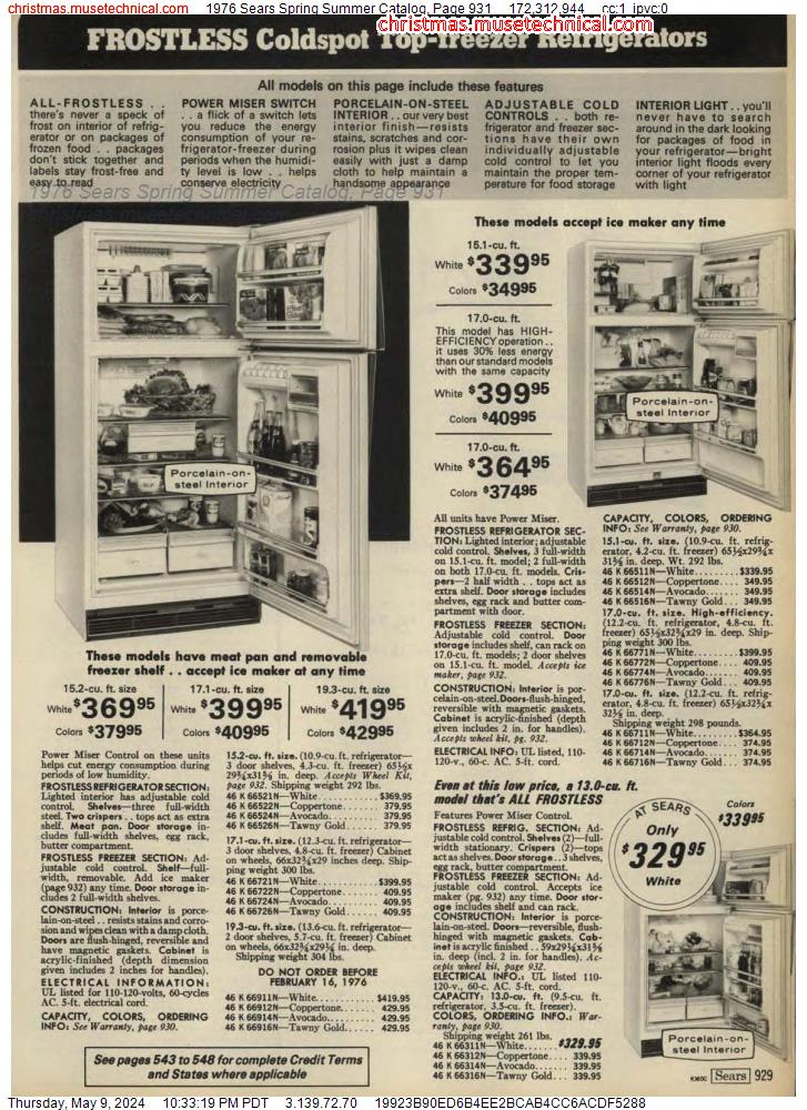1976 Sears Spring Summer Catalog, Page 931