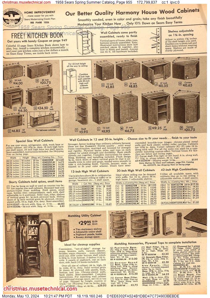 1958 Sears Spring Summer Catalog, Page 955