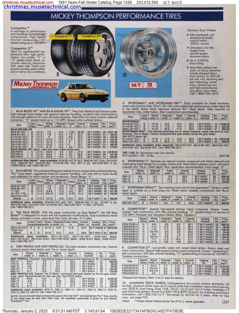 1991 Sears Fall Winter Catalog, Page 1356