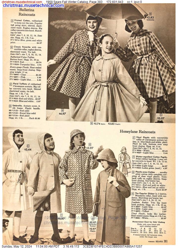 1959 Sears Fall Winter Catalog, Page 383