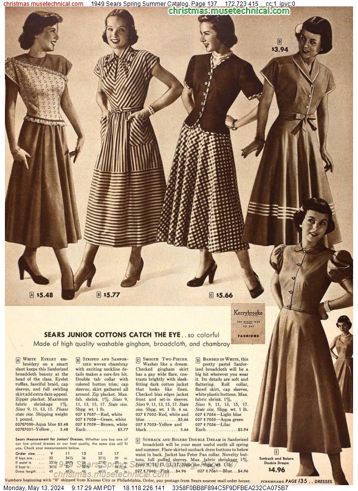 1949 Sears Spring Summer Catalog, Page 137