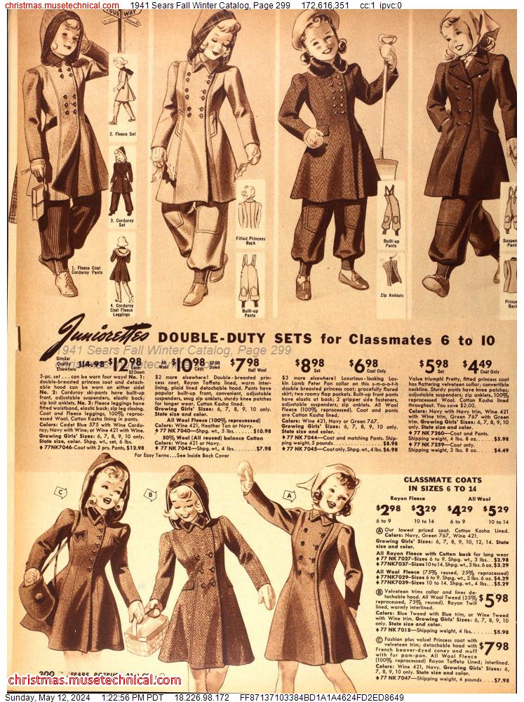 1941 Sears Fall Winter Catalog, Page 299