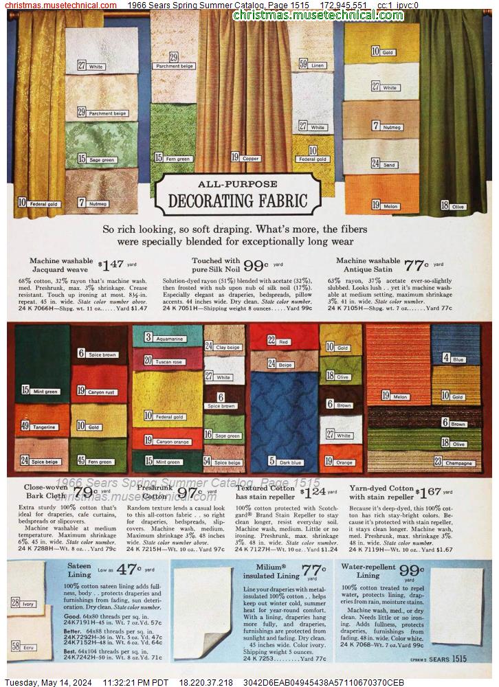 1966 Sears Spring Summer Catalog, Page 1515