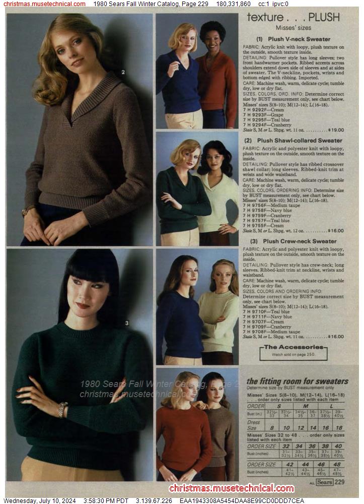 1980 Sears Fall Winter Catalog, Page 229