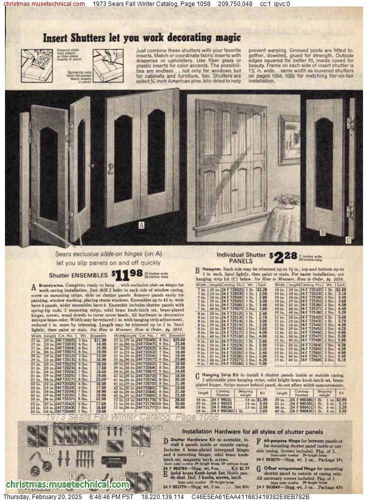 1973 Sears Fall Winter Catalog, Page 1058