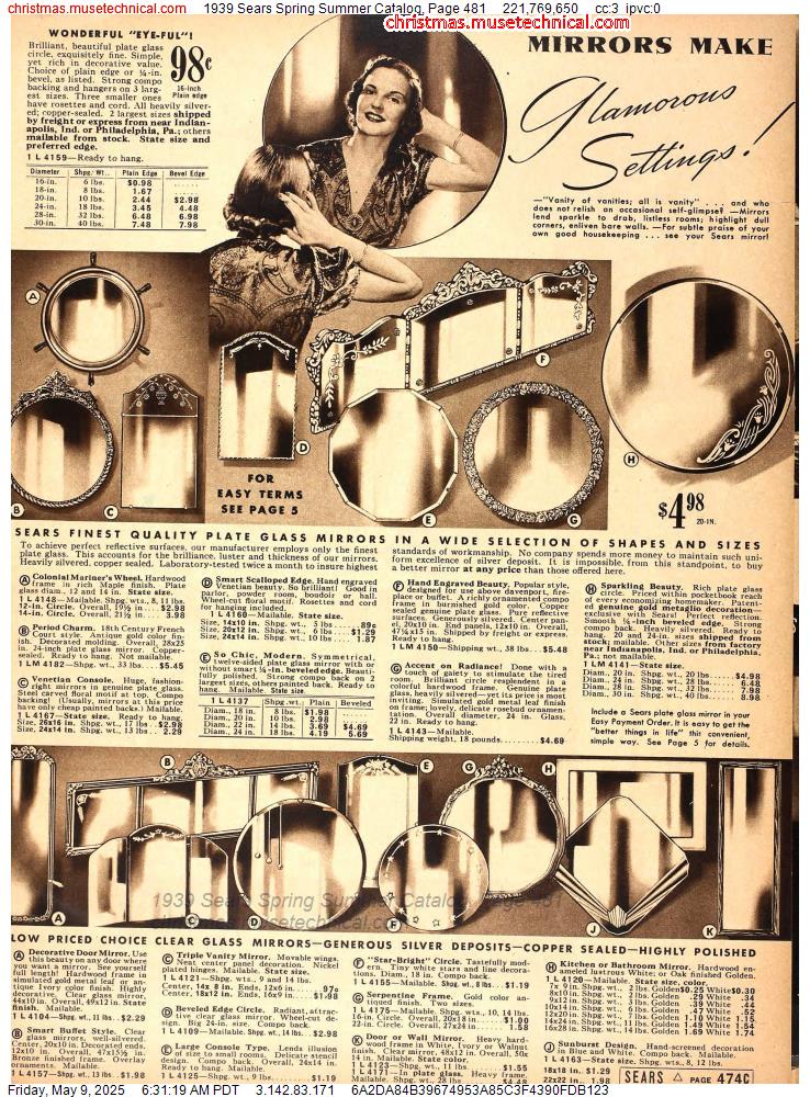 1939 Sears Spring Summer Catalog, Page 481