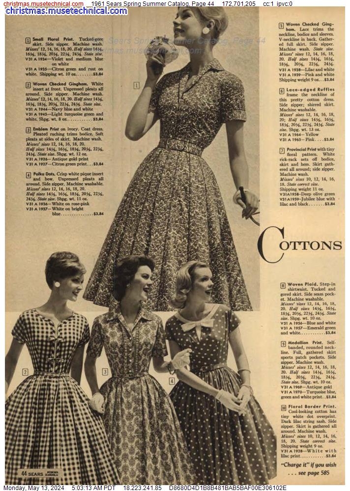 1961 Sears Spring Summer Catalog, Page 44