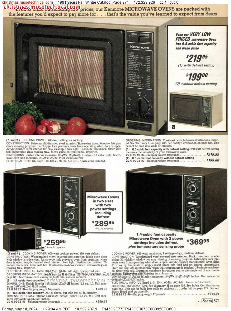 1981 Sears Fall Winter Catalog, Page 871