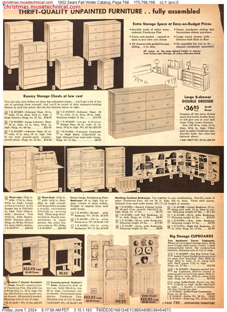 1952 Sears Fall Winter Catalog, Page 798