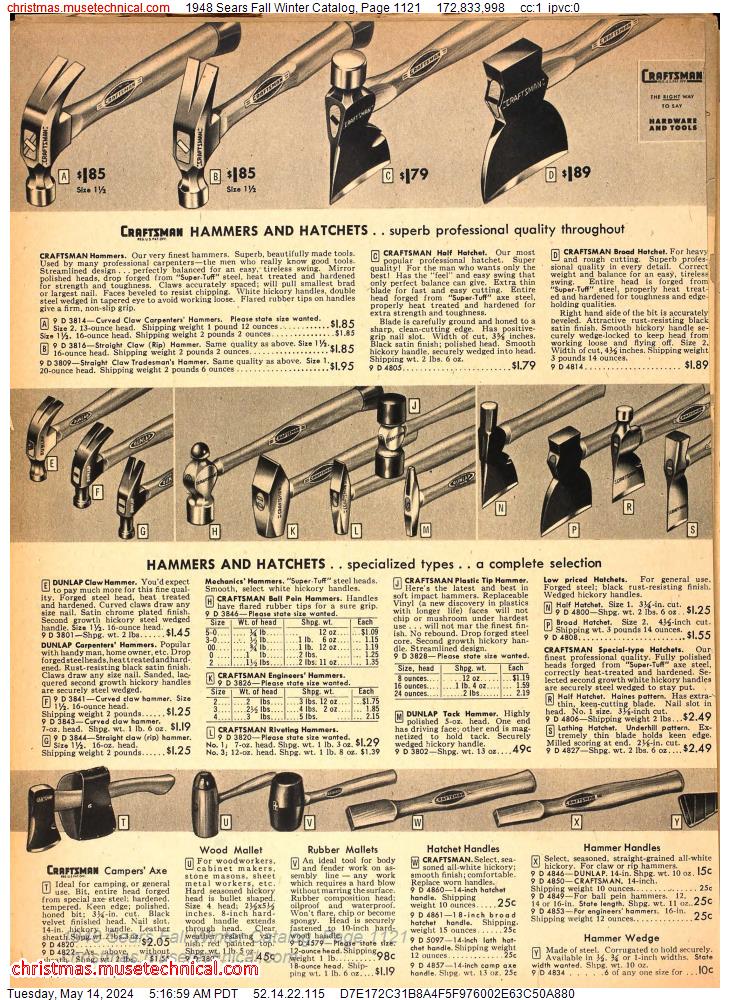1948 Sears Fall Winter Catalog, Page 1121