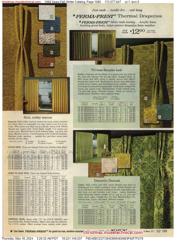 1968 Sears Fall Winter Catalog, Page 1085