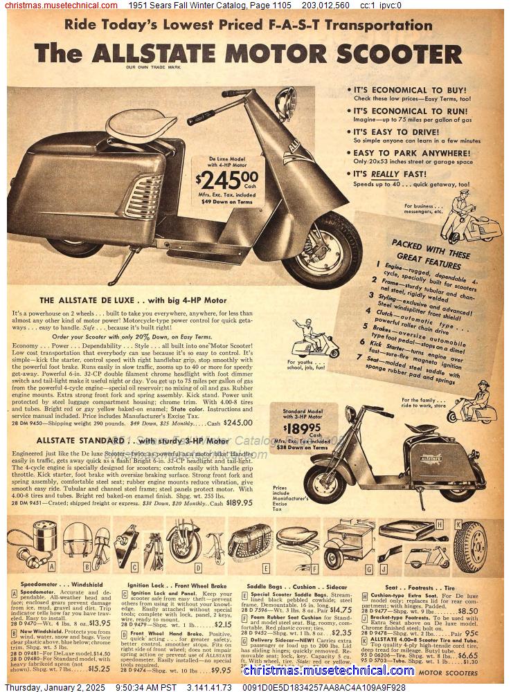 1951 Sears Fall Winter Catalog, Page 1105