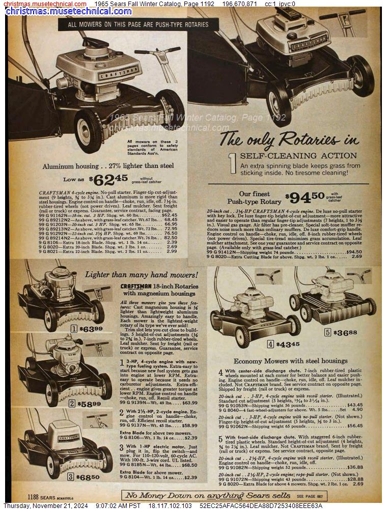 1965 Sears Fall Winter Catalog, Page 1192