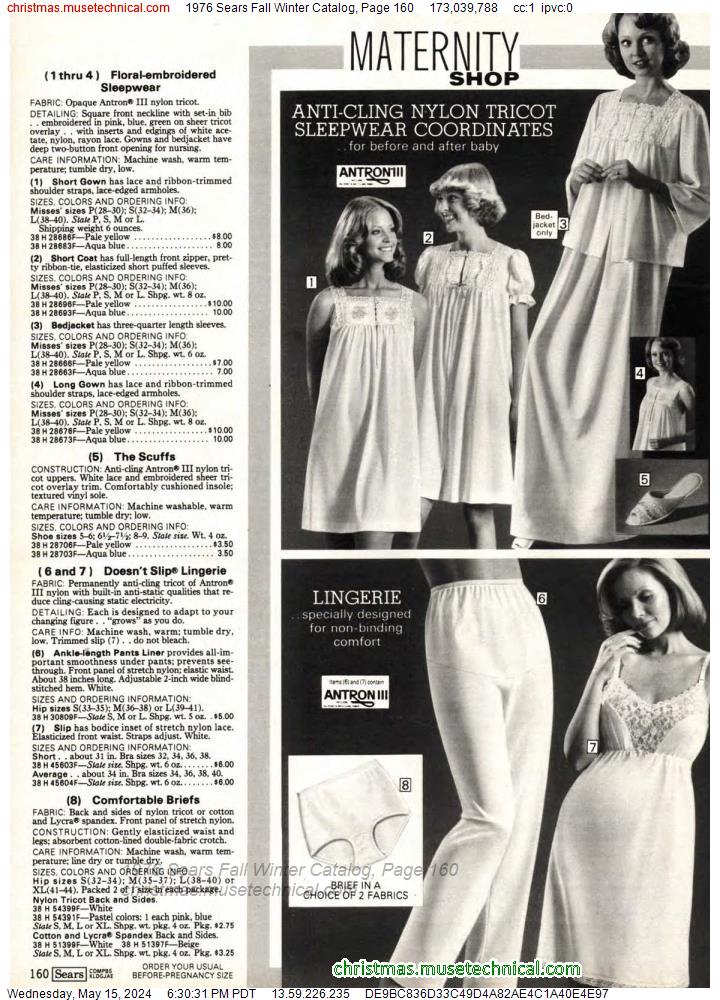 1976 Sears Fall Winter Catalog, Page 160