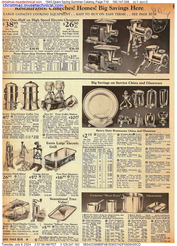 1940 Sears Spring Summer Catalog, Page 719