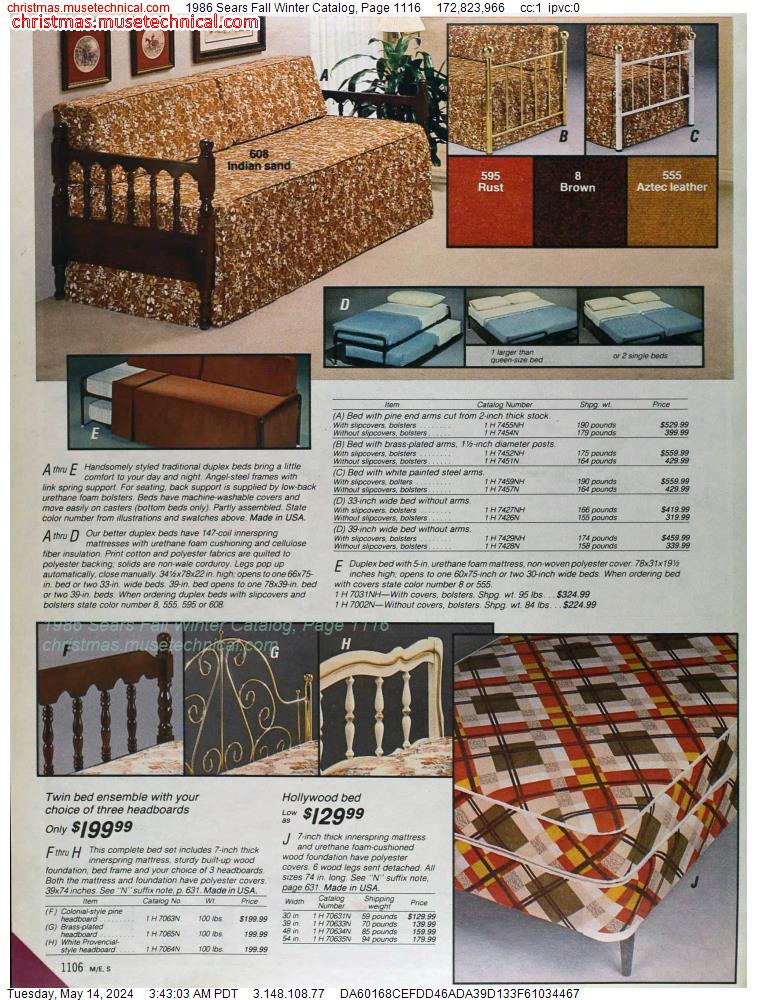1986 Sears Fall Winter Catalog, Page 1116
