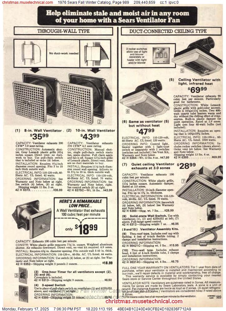 1976 Sears Fall Winter Catalog, Page 989