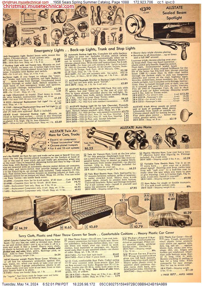 1956 Sears Spring Summer Catalog, Page 1088