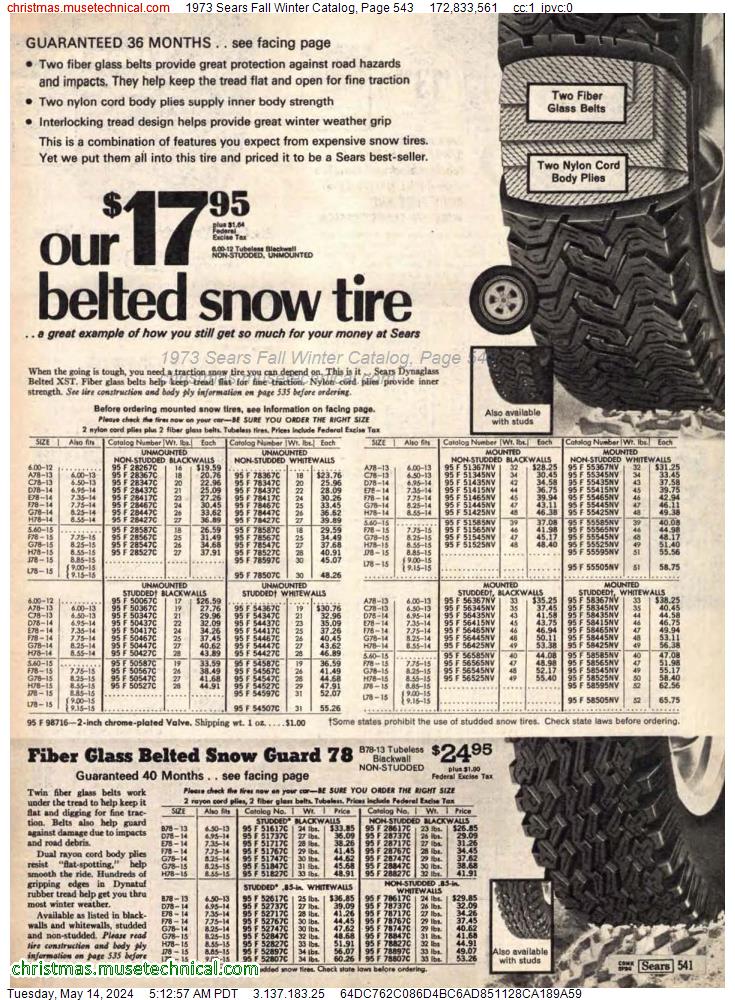 1973 Sears Fall Winter Catalog, Page 543