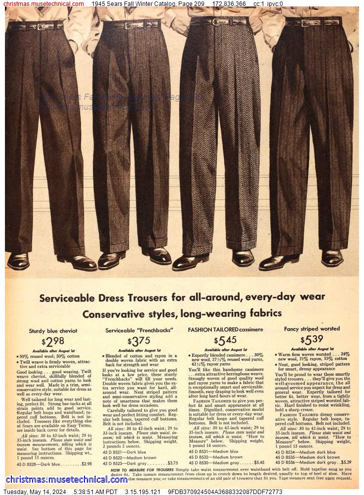 1945 Sears Fall Winter Catalog, Page 209