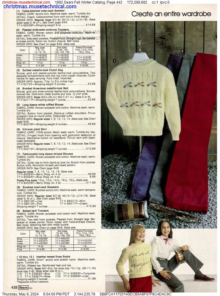1982 Sears Fall Winter Catalog, Page 442