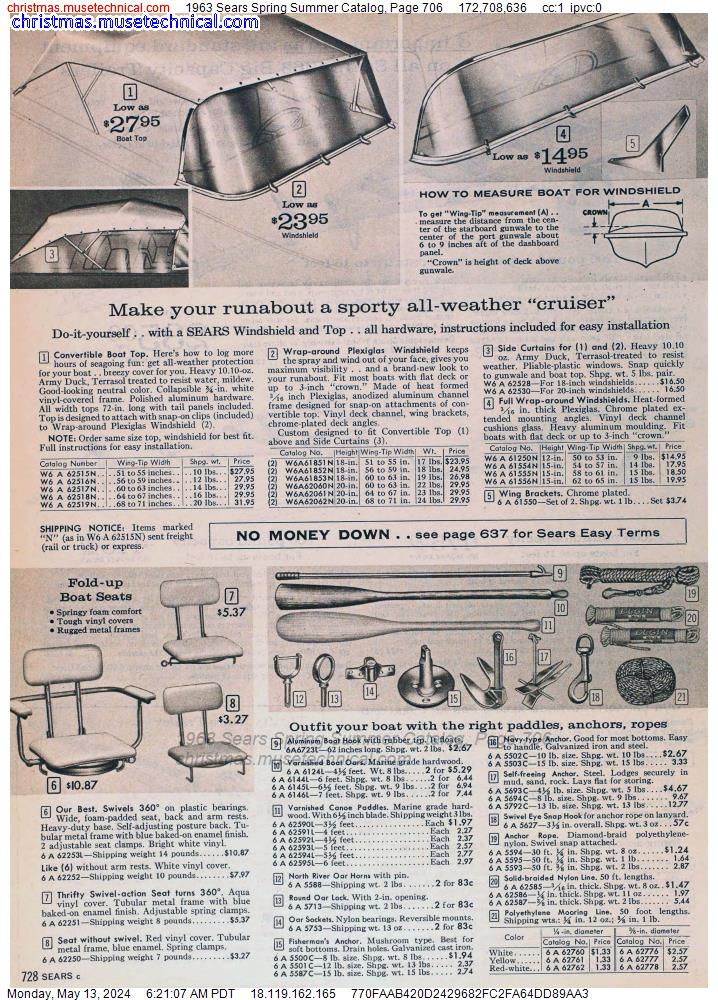 1963 Sears Spring Summer Catalog, Page 706