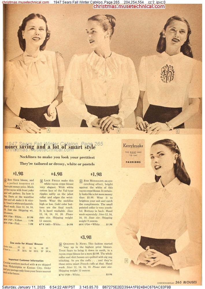 1947 Sears Fall Winter Catalog, Page 265