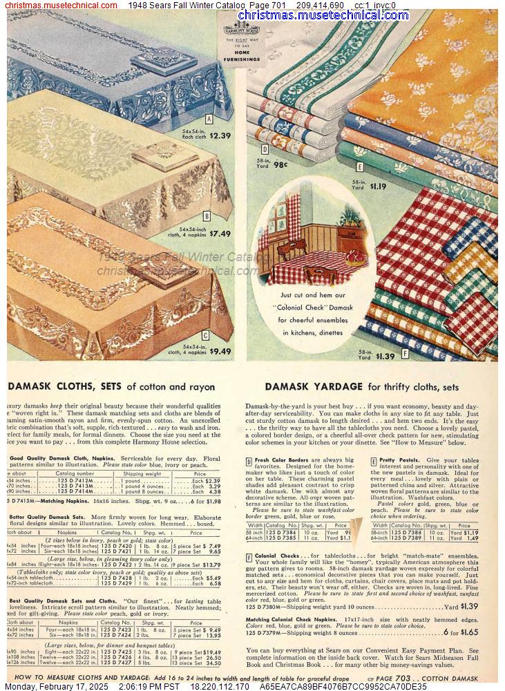 1948 Sears Fall Winter Catalog, Page 701