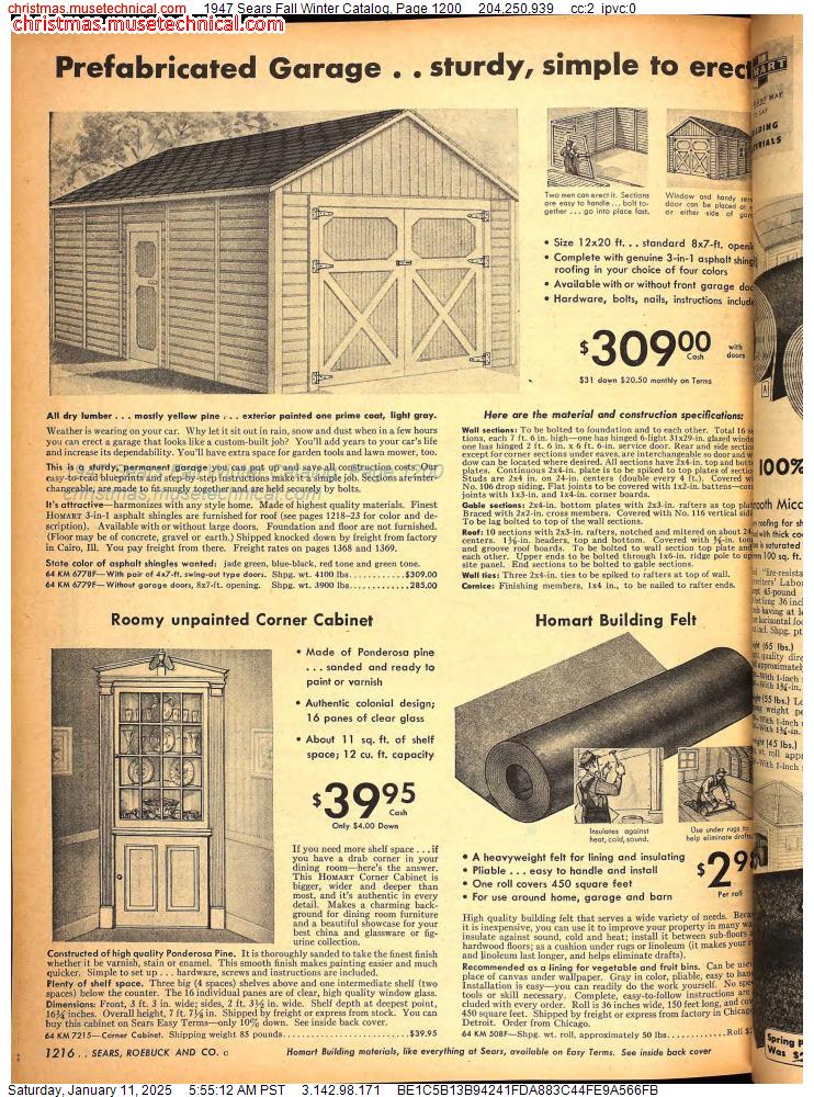 1947 Sears Fall Winter Catalog, Page 1200