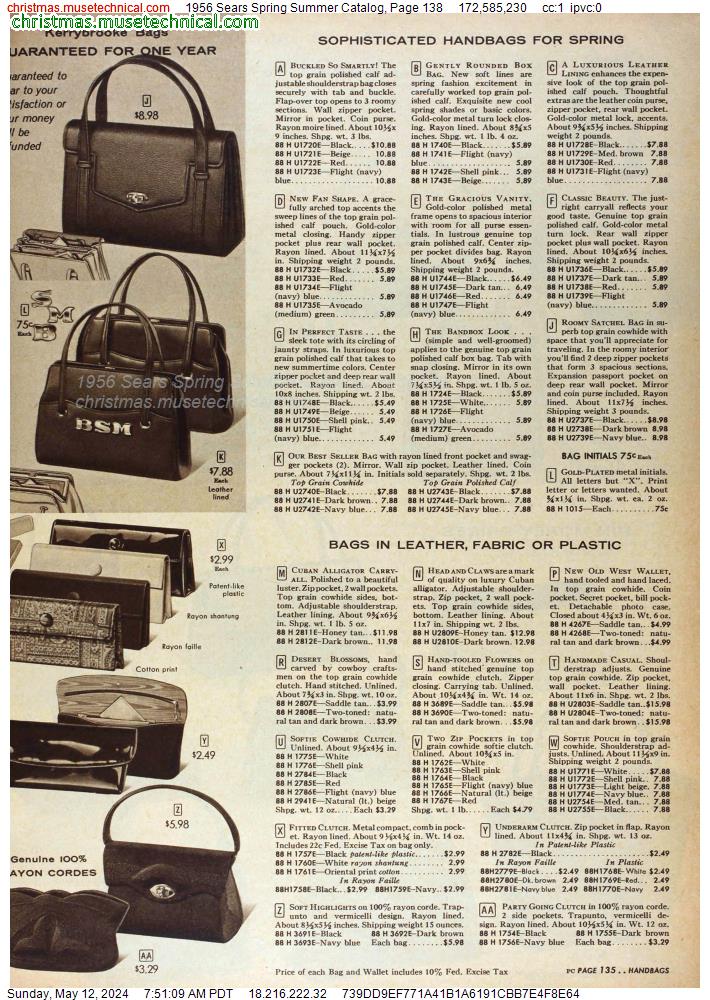 1956 Sears Spring Summer Catalog, Page 138