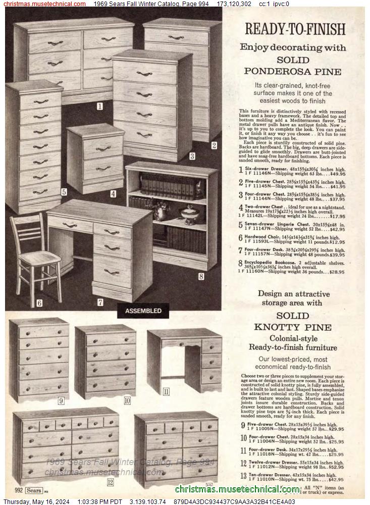 1969 Sears Fall Winter Catalog, Page 994