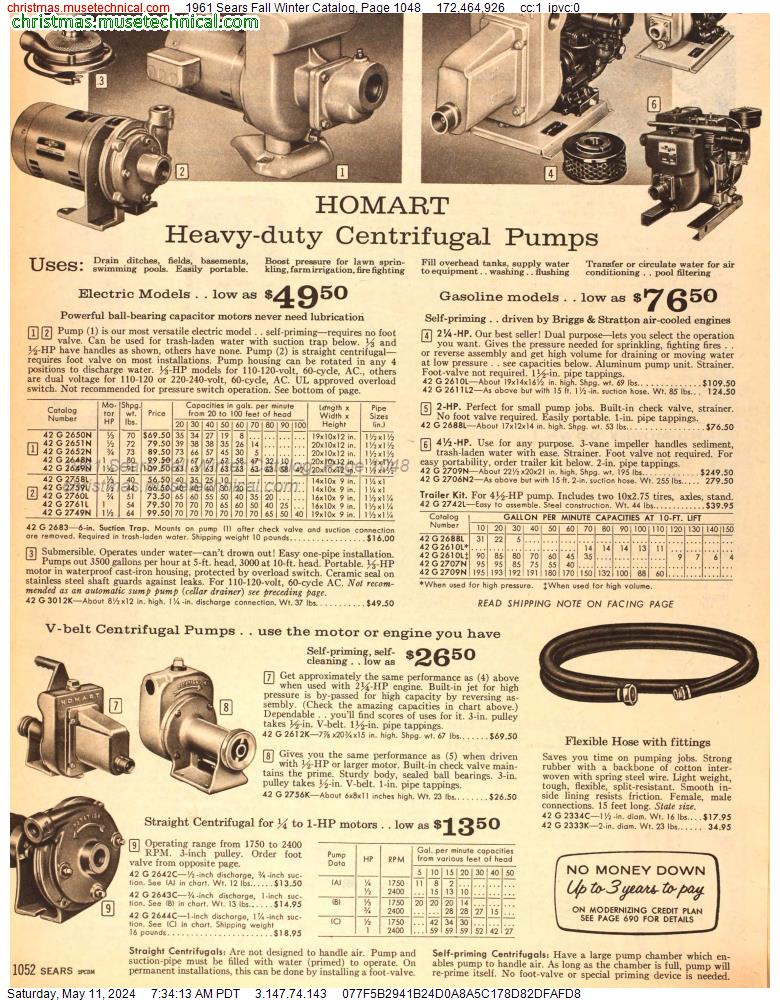 1961 Sears Fall Winter Catalog, Page 1048