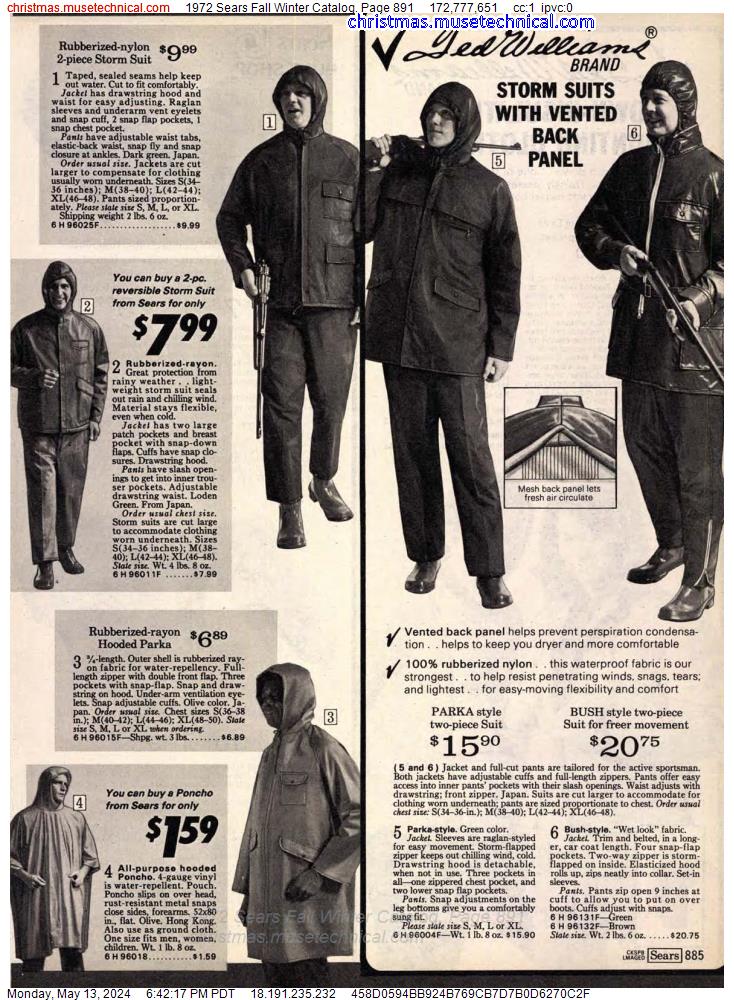 1972 Sears Fall Winter Catalog, Page 891