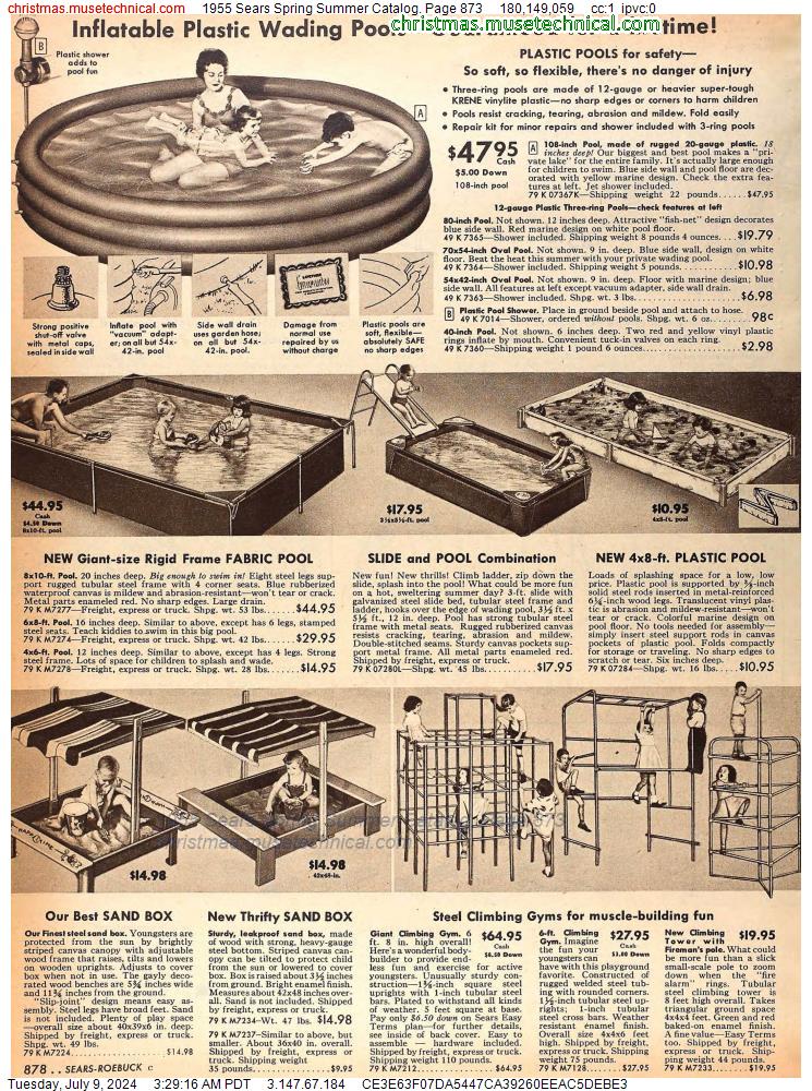 1955 Sears Spring Summer Catalog, Page 873