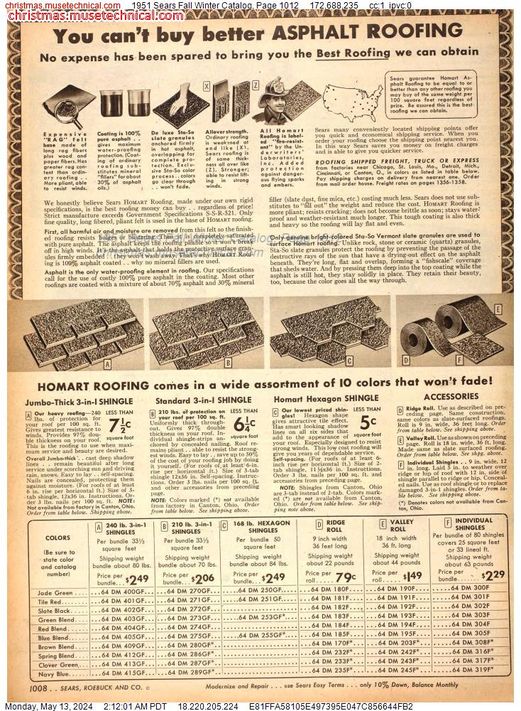 1951 Sears Fall Winter Catalog, Page 1012