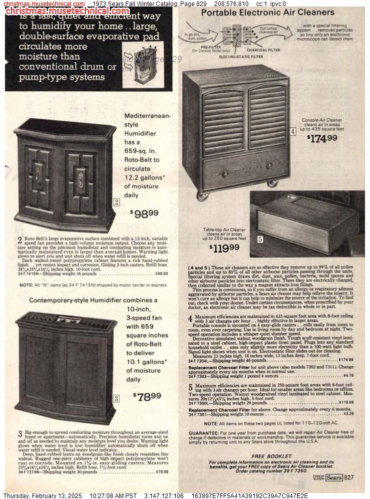 1973 Sears Fall Winter Catalog, Page 829