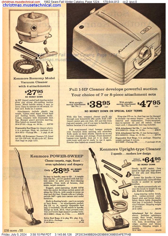 1962 Sears Fall Winter Catalog, Page 1224