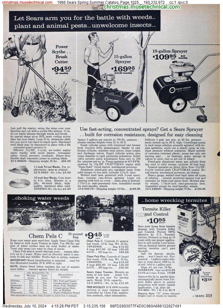 1966 Sears Spring Summer Catalog, Page 1025