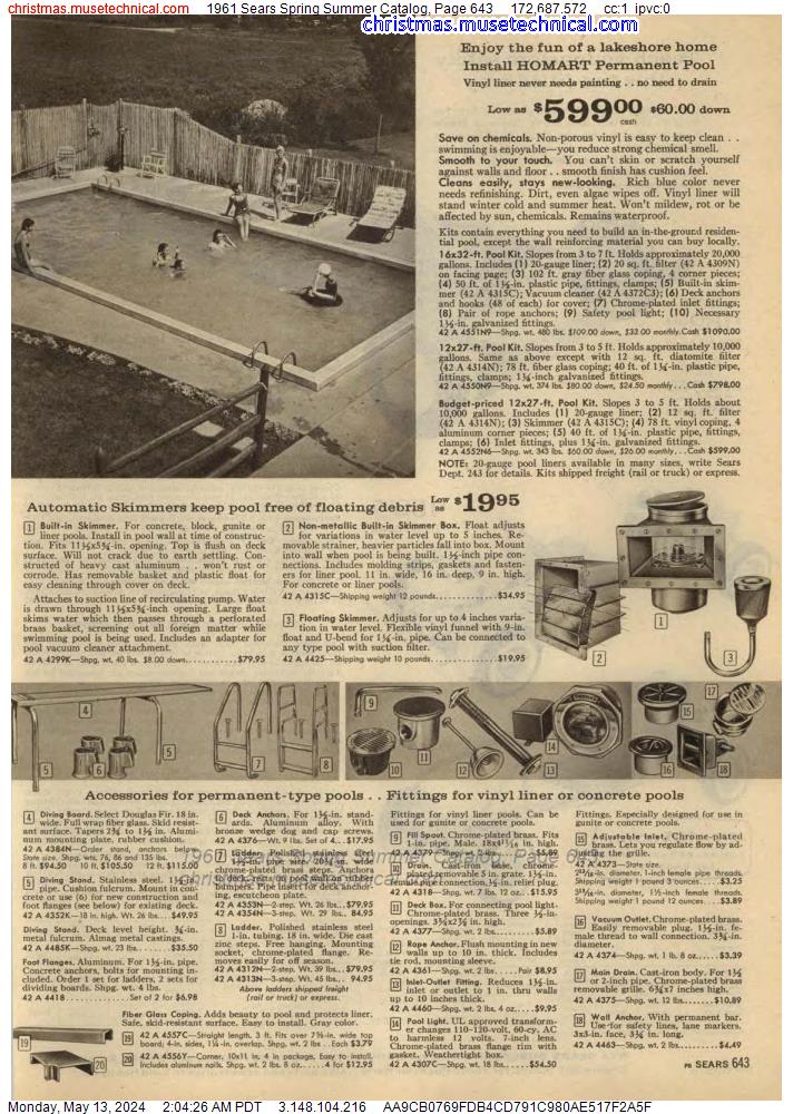 1961 Sears Spring Summer Catalog, Page 643