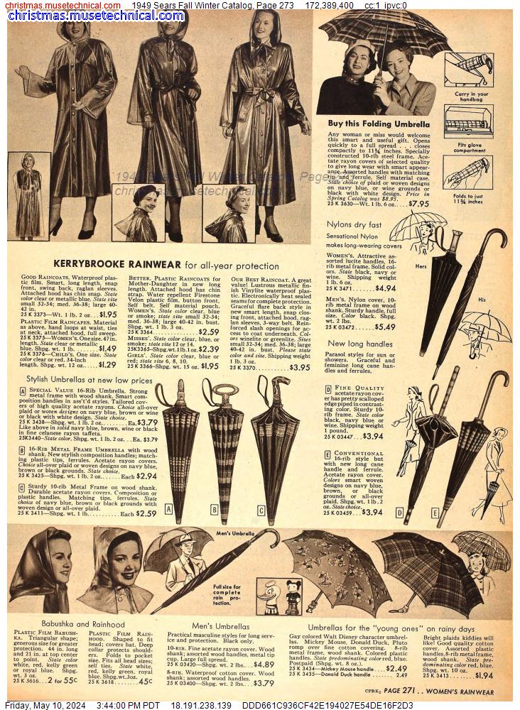 1949 Sears Fall Winter Catalog, Page 273