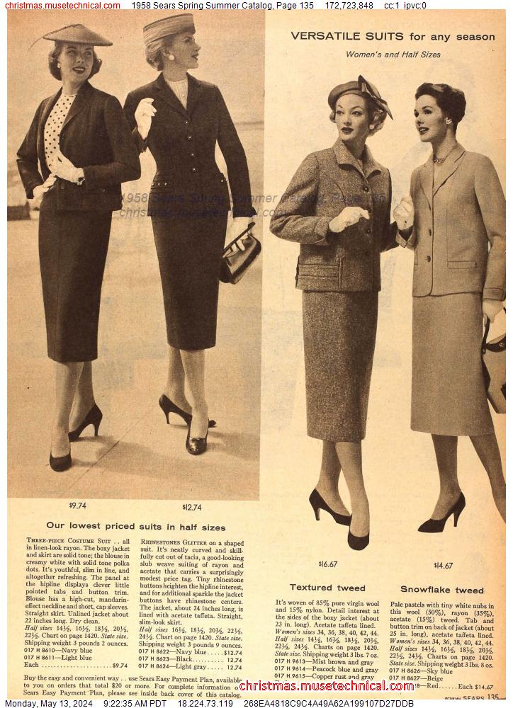 1958 Sears Spring Summer Catalog, Page 135