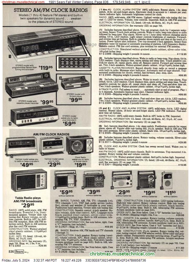 1981 Sears Fall Winter Catalog, Page 836