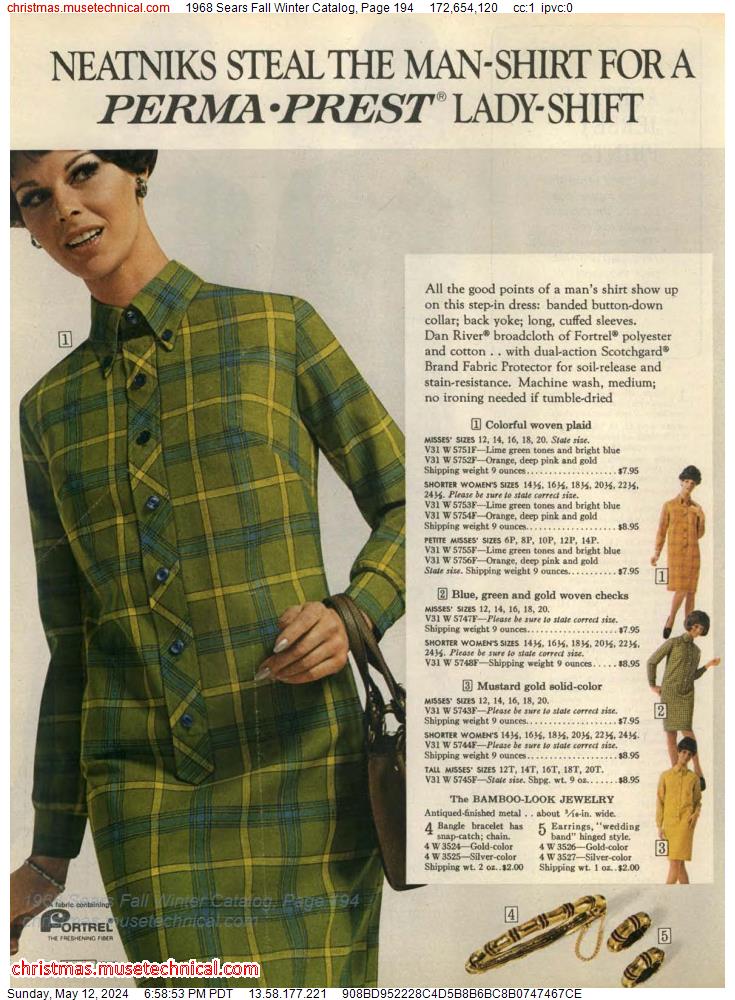1968 Sears Fall Winter Catalog, Page 194