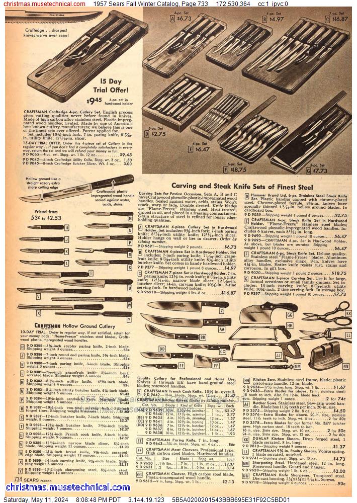 1957 Sears Fall Winter Catalog, Page 733