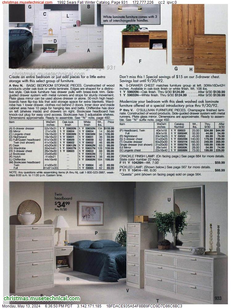 1992 Sears Fall Winter Catalog, Page 931