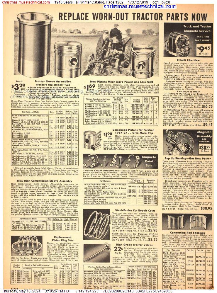 1940 Sears Fall Winter Catalog, Page 1362