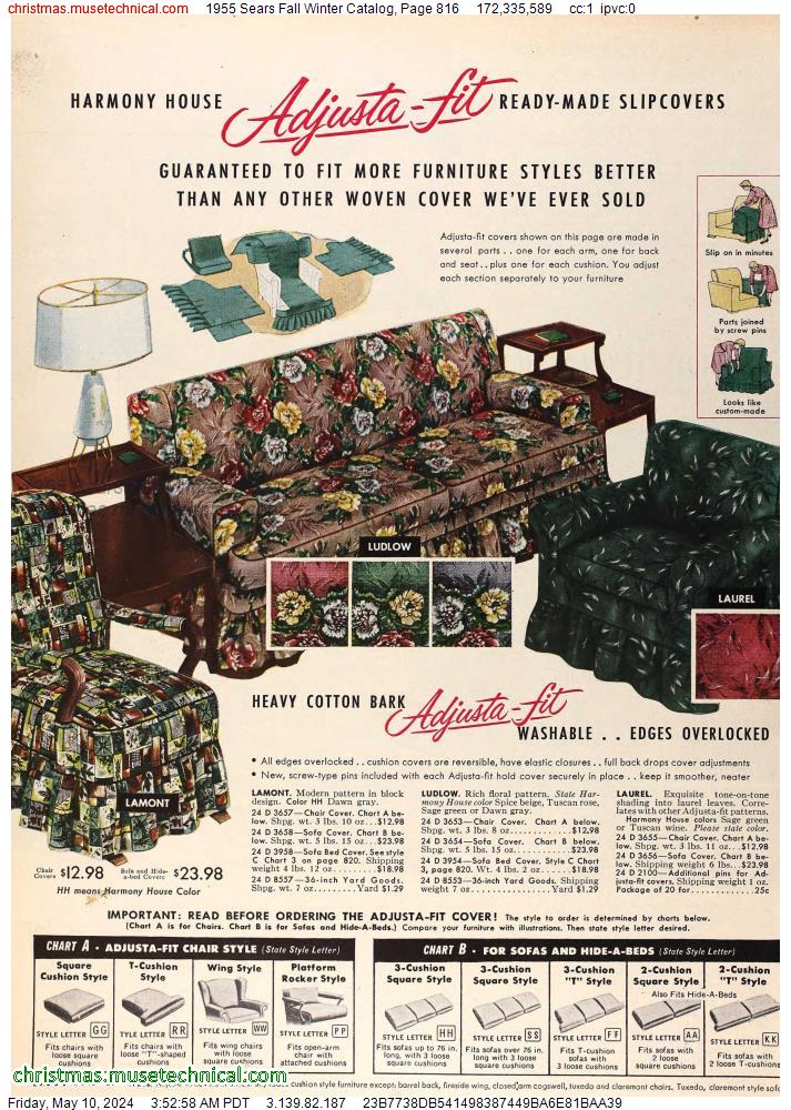 1955 Sears Fall Winter Catalog, Page 816