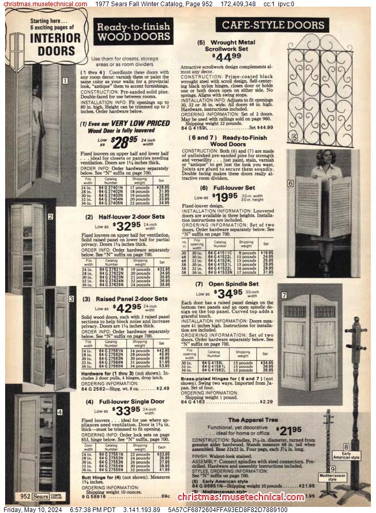 1977 Sears Fall Winter Catalog, Page 952