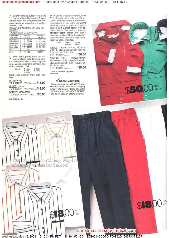 1989 Sears Style Catalog, Page 92